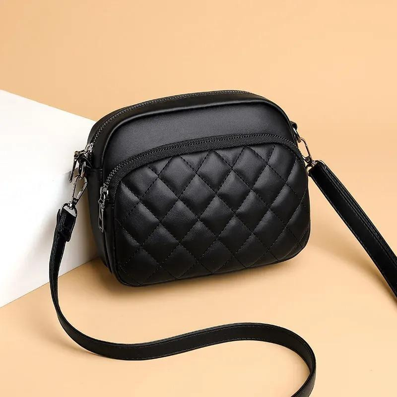 Elegant Women’s Embroidered Black Crossbody Bag – Multipurpose PU Leather